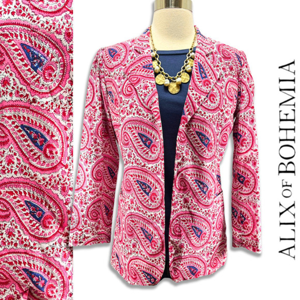 Alix of Bohemia NWT Rasha Blazer - Paisley‎ Puff Sleeve Women's Jacket Large